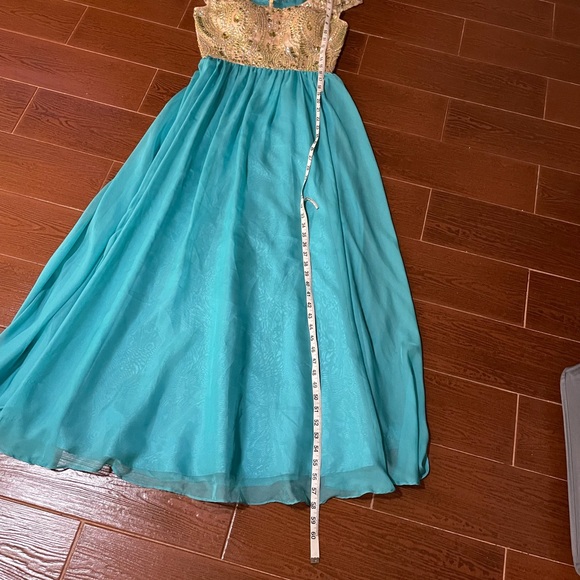 Party Time Special Occasion Green Prom Dress Gold Sequins Beads Jewels size 6 - Picture 9 of 17